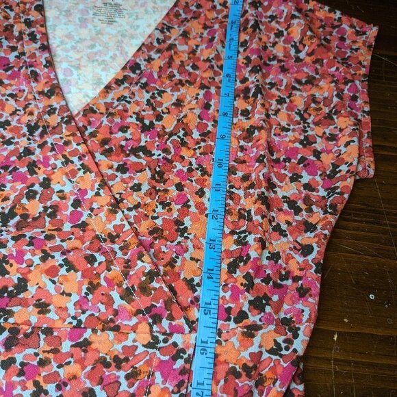 Nine West floral faux wrap dress pink and orange size Large - Picture 7 of 10